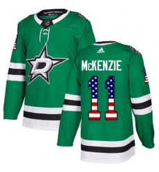Men's Adidas Dallas Stars #11 Curtis McKenzie Authentic Green USA Flag Fashion NHL Jersey