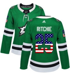Women's Adidas Dallas Stars #25 Brett Ritchie Authentic Green USA Flag Fashion NHL Jersey