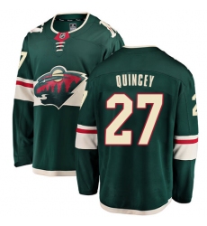 Men's Minnesota Wild #27 Kyle Quincey Authentic Green Home Fanatics Branded Breakaway NHL Jersey