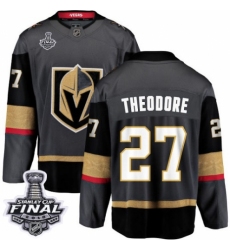 Men's Vegas Golden Knights #27 Shea Theodore Authentic Black Home Fanatics Branded Breakaway 2018 Stanley Cup Final NHL Jersey