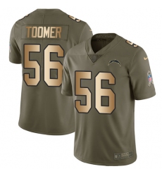 Youth Nike Los Angeles Chargers #56 Korey Toomer Limited Olive/Gold 2017 Salute to Service NFL Jersey