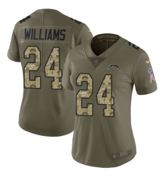 Women's Nike Los Angeles Chargers #24 Trevor Williams Limited Olive/Camo 2017 Salute to Service NFL Jersey