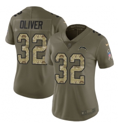 Women's Nike Los Angeles Chargers #32 Branden Oliver Limited Olive/Camo 2017 Salute to Service NFL Jersey