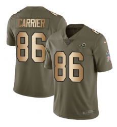 Men's Nike Los Angeles Rams #86 Derek Carrier Limited Olive/Gold 2017 Salute to Service NFL Jersey