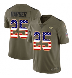 Youth Nike Tampa Bay Buccaneers #25 Peyton Barber Limited Olive/USA Flag 2017 Salute to Service NFL Jersey