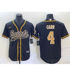 Men's New Orleans Saints #4 Derek Carr Black Cool Base Stitched Baseball Jersey