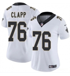 Women's New Orleans Saints #76 Will Clapp White 2025 Vapor Stitched Game Jersey(Run Small)