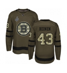 Youth Boston Bruins #43 Danton Heinen Authentic Green Salute to Service 2019 Stanley Cup Final Bound Hockey Jersey