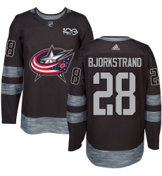 Men's Adidas Columbus Blue Jackets #28 Oliver Bjorkstrand Premier Black 1917-2017 100th Anniversary NHL Jersey
