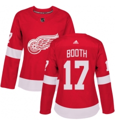 Women's Adidas Detroit Red Wings #17 David Booth Premier Red Home NHL Jersey