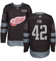 Men's Adidas Detroit Red Wings #42 Martin Frk Authentic Black 1917-2017 100th Anniversary NHL Jersey