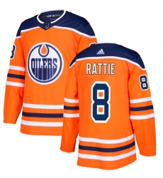 Men's Adidas Edmonton Oilers #8 Ty Rattie Premier Orange Home NHL Jersey