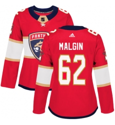 Women's Adidas Florida Panthers #62 Denis Malgin Premier Red Home NHL Jersey
