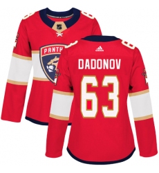 Women's Adidas Florida Panthers #63 Evgenii Dadonov Authentic Red Home NHL Jersey