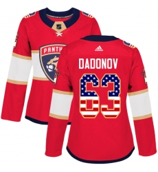 Women's Adidas Florida Panthers #63 Evgenii Dadonov Authentic Red USA Flag Fashion NHL Jersey