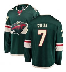 Men's Minnesota Wild #7 Matt Cullen Authentic Green Home Fanatics Branded Breakaway NHL Jersey