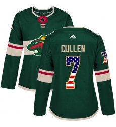 Women's Adidas Minnesota Wild #7 Matt Cullen Authentic Green USA Flag Fashion NHL Jersey
