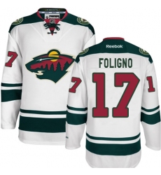 Men's Reebok Minnesota Wild #17 Marcus Foligno Authentic White Away NHL Jersey