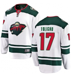 Youth Minnesota Wild #17 Marcus Foligno Authentic White Away Fanatics Branded Breakaway NHL Jersey