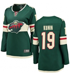 Women's Minnesota Wild #19 Luke Kunin Authentic Green Home Fanatics Branded Breakaway NHL Jersey