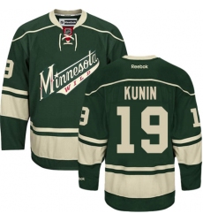 Youth Reebok Minnesota Wild #19 Luke Kunin Premier Green Third NHL Jersey