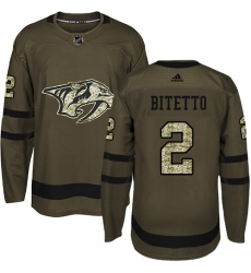 Youth Adidas Nashville Predators #2 Anthony Bitetto Authentic Green Salute to Service NHL Jersey