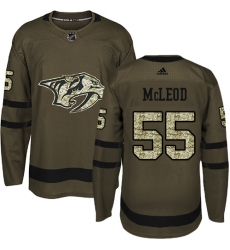 Youth Adidas Nashville Predators #55 Cody McLeod Authentic Green Salute to Service NHL Jersey