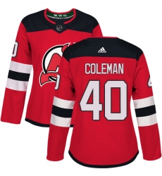 Women's Adidas New Jersey Devils #40 Blake Coleman Authentic Red Home NHL Jersey