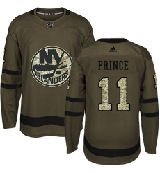 Men's Adidas New York Islanders #11 Shane Prince Authentic Green Salute to Service NHL Jersey