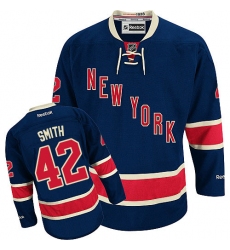 Men's Reebok New York Rangers #42 Brendan Smith Authentic Navy Blue Third NHL Jersey
