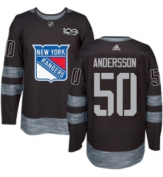 Men's Adidas New York Rangers #50 Lias Andersson Premier Black 1917-2017 100th Anniversary NHL Jersey