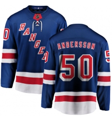 Men's New York Rangers #50 Lias Andersson Fanatics Branded Royal Blue Home Breakaway NHL Jersey