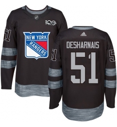 Men's Adidas New York Rangers #51 David Desharnais Premier Black 1917-2017 100th Anniversary NHL Jersey