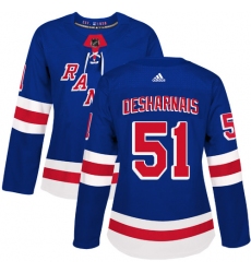Women's Adidas New York Rangers #51 David Desharnais Premier Royal Blue Home NHL Jersey