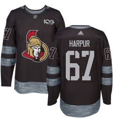 Men's Adidas Ottawa Senators #67 Ben Harpur Authentic Black 1917-2017 100th Anniversary NHL Jersey