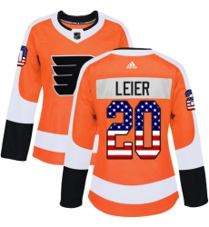 Women's Adidas Philadelphia Flyers #20 Taylor Leier Authentic Orange USA Flag Fashion NHL Jersey