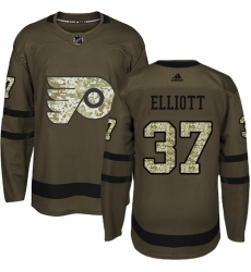 Men's Adidas Philadelphia Flyers #37 Brian Elliott Authentic Green Salute to Service NHL Jersey