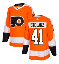 Men's Adidas Philadelphia Flyers #41 Anthony Stolarz Authentic Orange Home NHL Jersey