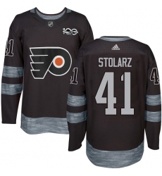Men's Adidas Philadelphia Flyers #41 Anthony Stolarz Premier Black 1917-2017 100th Anniversary NHL Jersey