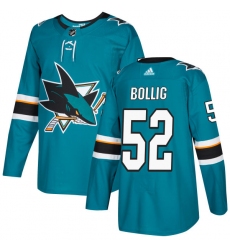 Youth Adidas San Jose Sharks #52 Brandon Bollig Premier Teal Green Home NHL Jersey