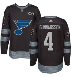 Men's Adidas St. Louis Blues #4 Carl Gunnarsson Authentic Black 1917-2017 100th Anniversary NHL Jersey