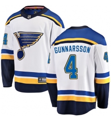 Men's St. Louis Blues #4 Carl Gunnarsson Fanatics Branded White Away Breakaway NHL Jersey