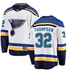 Men's St. Louis Blues #32 Tage Thompson Fanatics Branded White Away Breakaway NHL Jersey