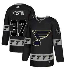 Men's Adidas St. Louis Blues #37 Klim Kostin Authentic Black Team Logo Fashion NHL Jersey