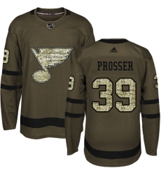 Men's Adidas St. Louis Blues #39 Nate Prosser Authentic Green Salute to Service NHL Jersey