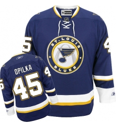 Women's Reebok St. Louis Blues #45 Luke Opilka Premier Navy Blue Third NHL Jersey
