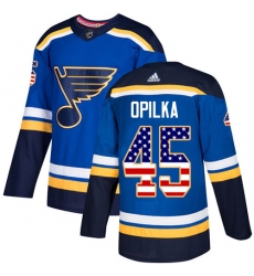 Youth Adidas St. Louis Blues #45 Luke Opilka Authentic Blue USA Flag Fashion NHL Jersey