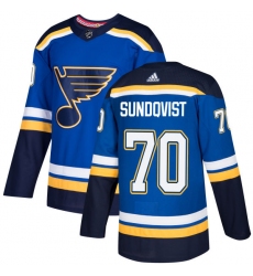 Men's Adidas St. Louis Blues #70 Oskar Sundqvist Premier Royal Blue Home NHL Jersey