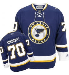 Youth Reebok St. Louis Blues #70 Oskar Sundqvist Authentic Navy Blue Third NHL Jersey