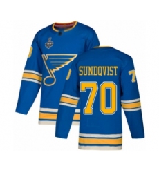 Youth St. Louis Blues #70 Oskar Sundqvist Authentic Navy Blue Alternate 2019 Stanley Cup Final Bound Hockey Jersey